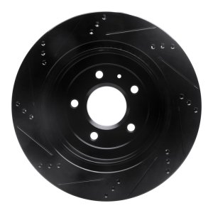 Cadillac CTS Brake Rotor (1) - Rear Right - R1 Concepts - Drilled & Slotted - Black - `05-`11